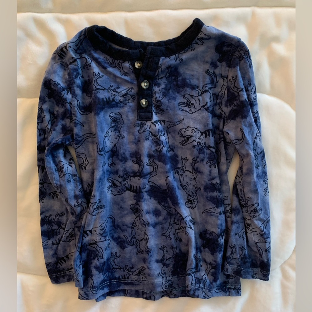 Old Navy 4t tie dye dinosaur long sleeve blue Henley